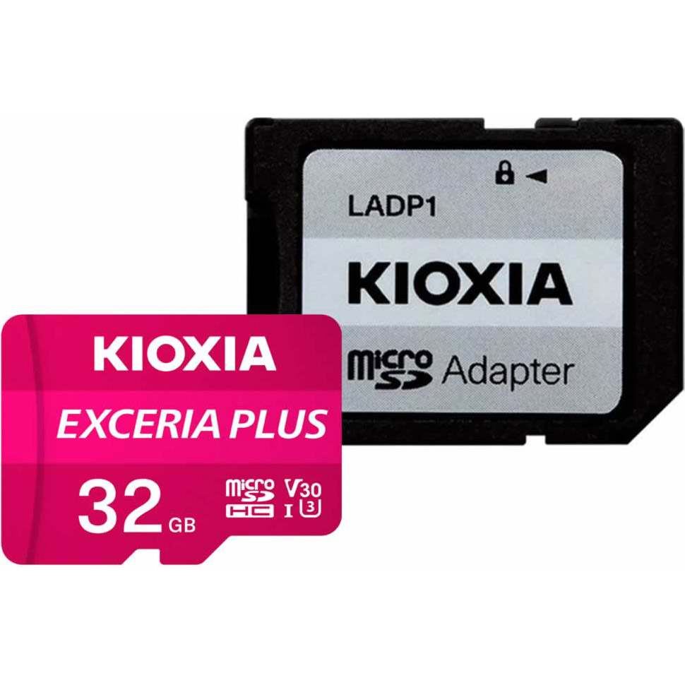 Карта памяти KIOXIA (Toshiba) microSDHC Exceria Plus 32GB UHS-I U3 V30 A1 Class 10 + SD-adapter (LMPL1M032GG2)