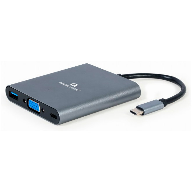 Порт-реплікатор CABLEXPERT 6-in-1 USB-C to HDMI/VGA/USB3.1/PD/AUX/CR (A-CM-COMBO6-01)