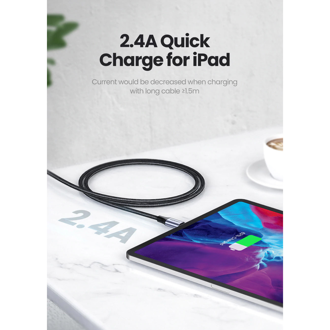 Кабель UGREEN US199 USB-A to Lightning MFi 1м Black (60156)
