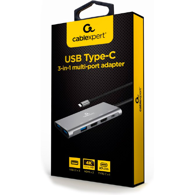 Порт-реплікатор CABLEXPERT 3-in-1 USB-C to HDMI/USB 3.0/PD (A-CM-COMBO3-01)