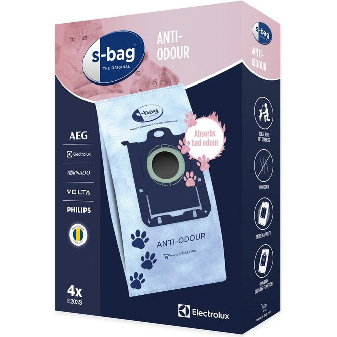 Мешок-пылесборник ELECTROLUX S-Bag Anti-Odour E203S 4шт (900168459)