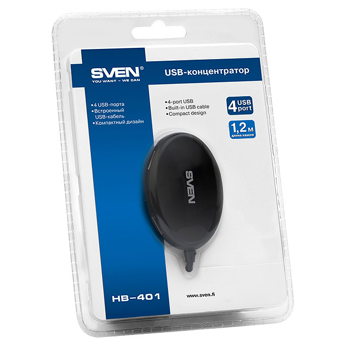 USB хаб SVEN HB-401 Black (07700010)