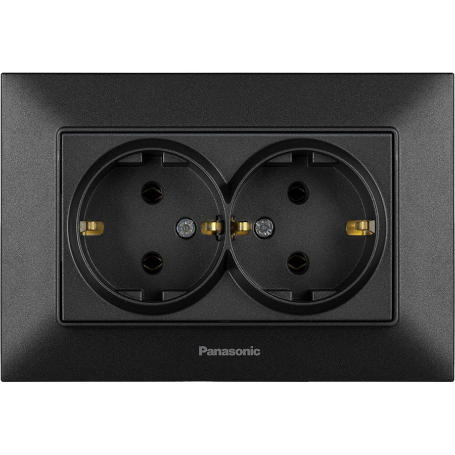 Розетка подвійна PANASONIC Arkedia Slim 2P+E Complete Black (WNTC02052BL-UA)