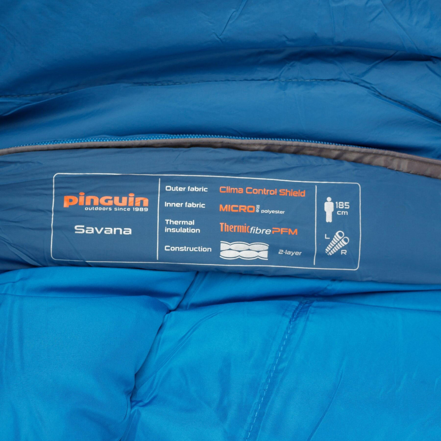 Спальний мішок PINGUIN Savana PFM 185 (5°C/0°C) Blue Left (236156)