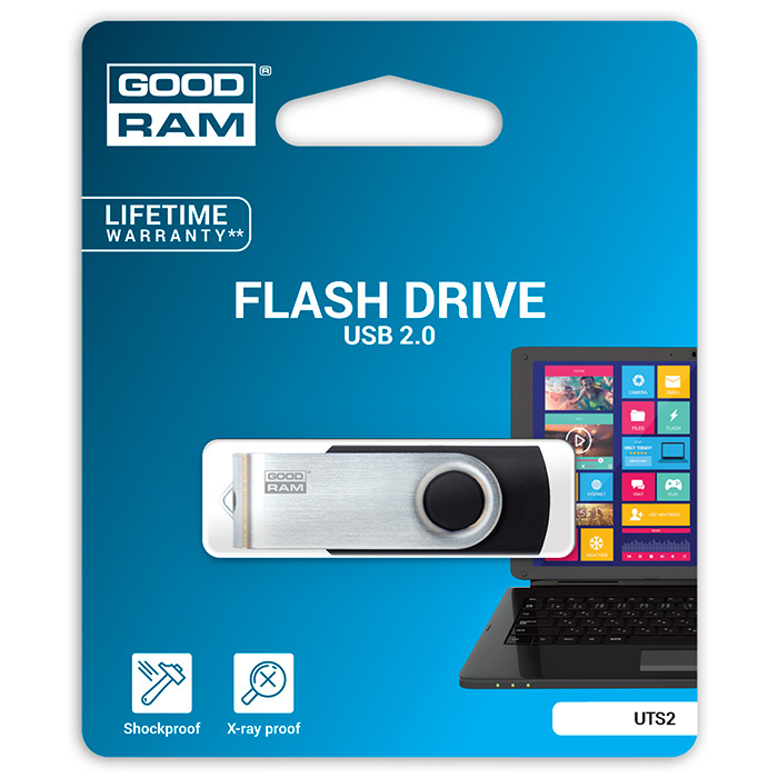 Флэшка GOODRAM UTS2 16GB USB2.0 Black (UTS2-0160K0R11)