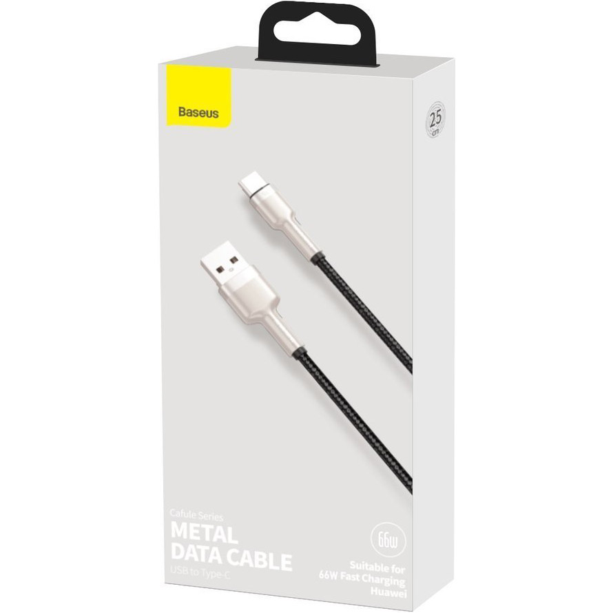 Кабель BASEUS Cafule Metal Data Cable USB to Type-C 66W 0.25м Black (CAKF000001)