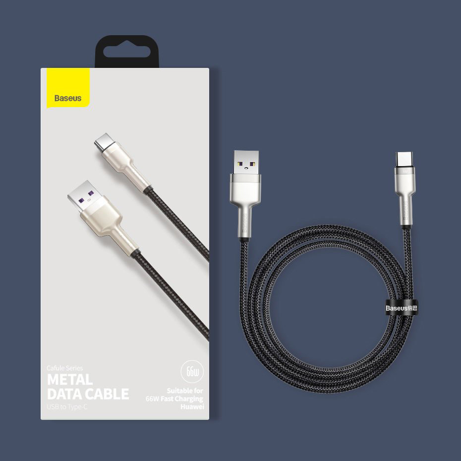Кабель BASEUS Cafule Metal Data Cable USB to Type-C 66W 0.25м Black (CAKF000001)