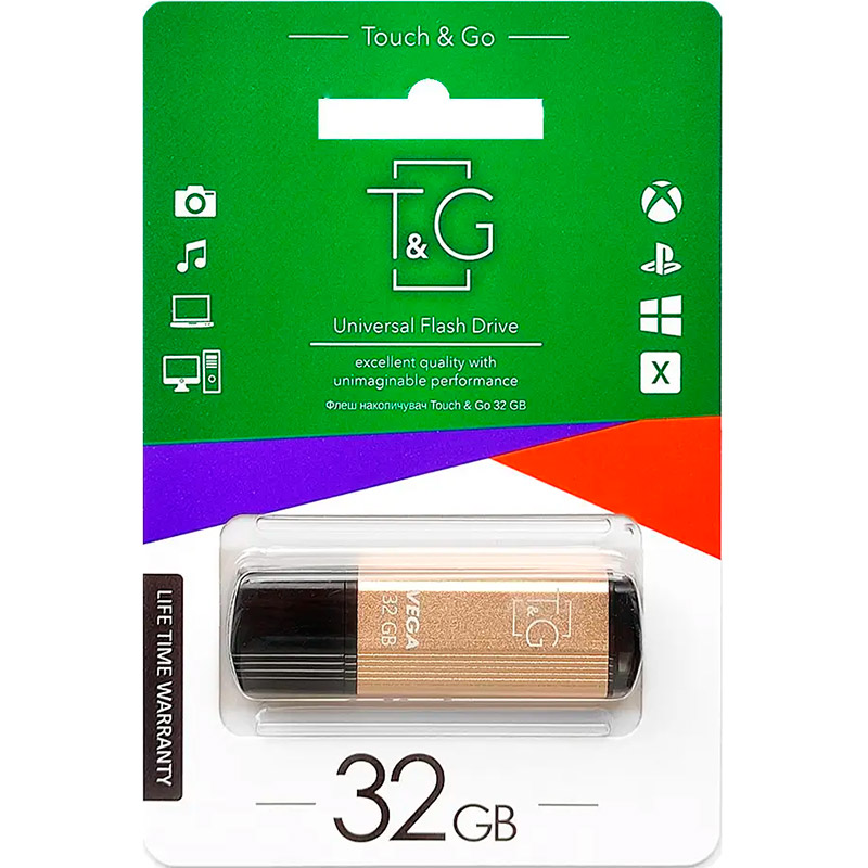 Флешка 32GB T&G 121 Vega Series USB 2.0 Gold (TG121-32GBGD)