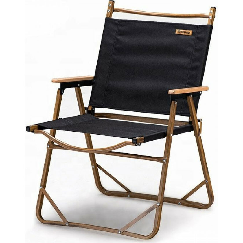 Кресло кемпинговое NATUREHIKE Outdoor Wooden Grain Aluminum Folding Chair Black (NH19Y002-D)