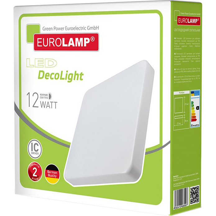 Светильник EUROLAMP LED DecoLight Square New 12W 4000K (LED-NLS-12/4(F)NEW)