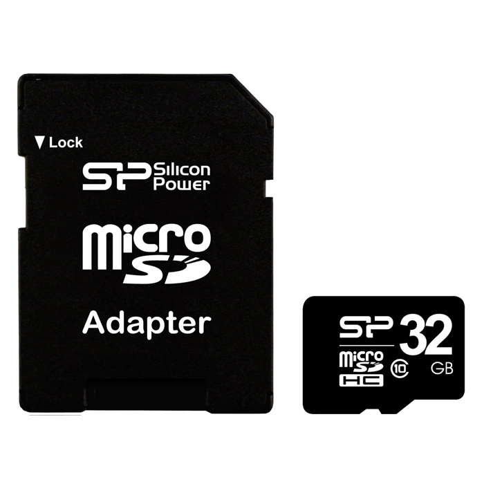 Карта памяти SILICON POWER microSDHC 32GB Class 10 + SD-adapter (SP032GBSTH010V10-SP)