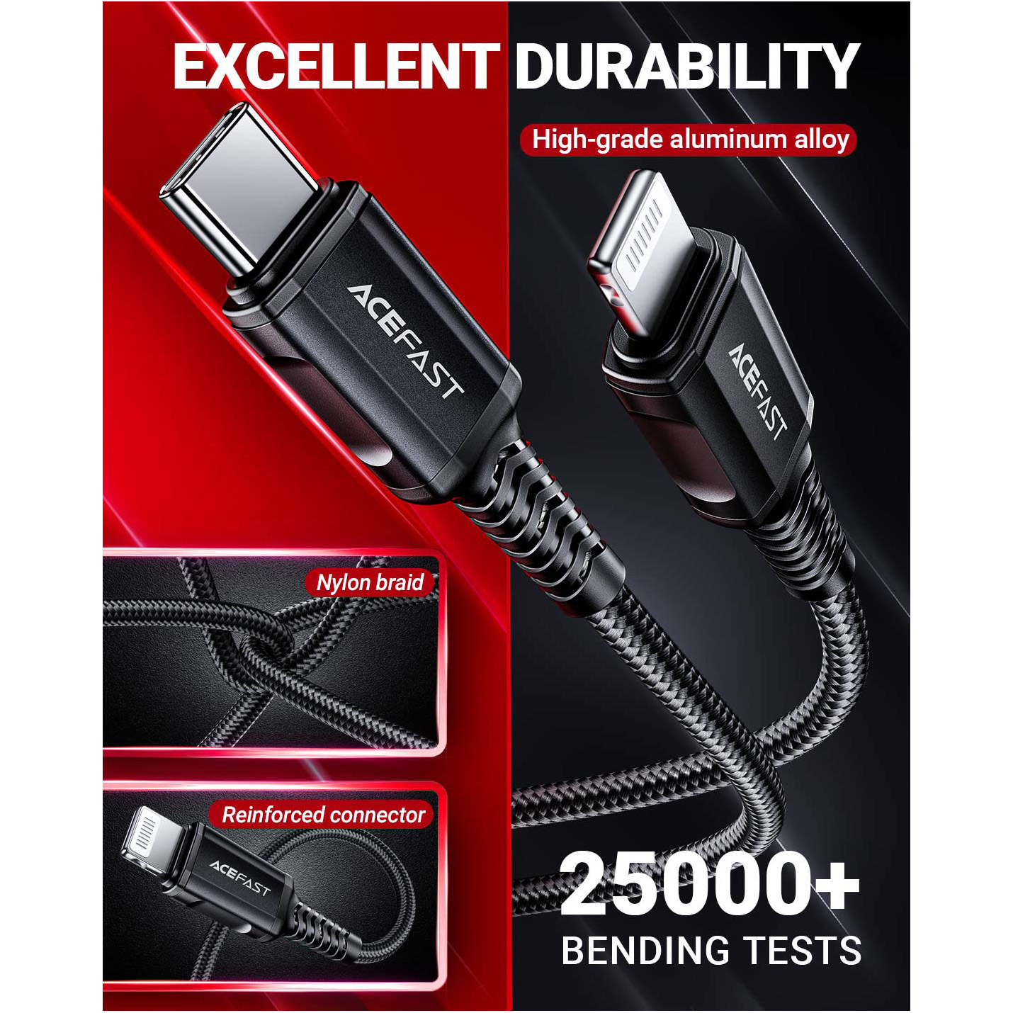 Кабель ACEFAST C4-01 USB-C to Lightning Charging Data Cable 1.8м Black