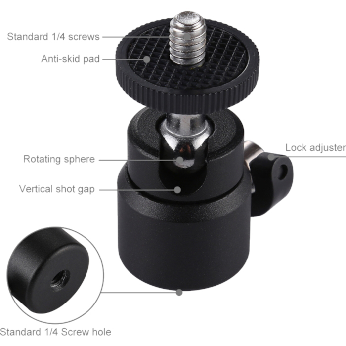 Головка для штатива PULUZ Screw Metal Tripod Ball Head Adapter with Lock (PU412)