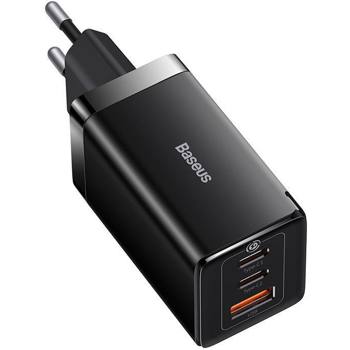 Зарядний пристрій BASEUS GaN5 Pro Fast Charger 2C+U 65W Black w/Type-C to Type-C cable (CCGP120201)