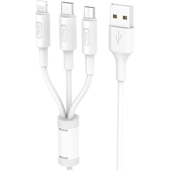 Кабель HOCO X25 Soarer USB-A to Lightning/Micro-USB/Type-C 1м White