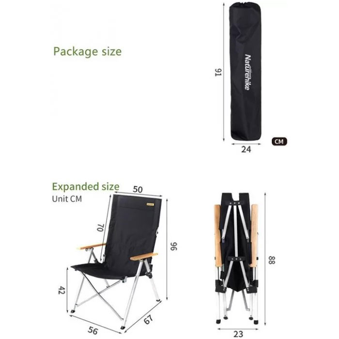 Стілець кемпінговий NATUREHIKE Shangye Outdoor Folding Chair Black (NH19JJ004-BK)