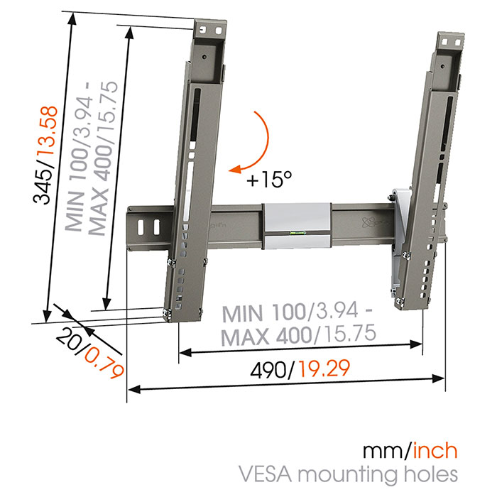 Кріплення настінне для ТВ VOGELS Thin 215 UltraThin Tilting TV Wall Mount 26"-55" Silver (8392152)