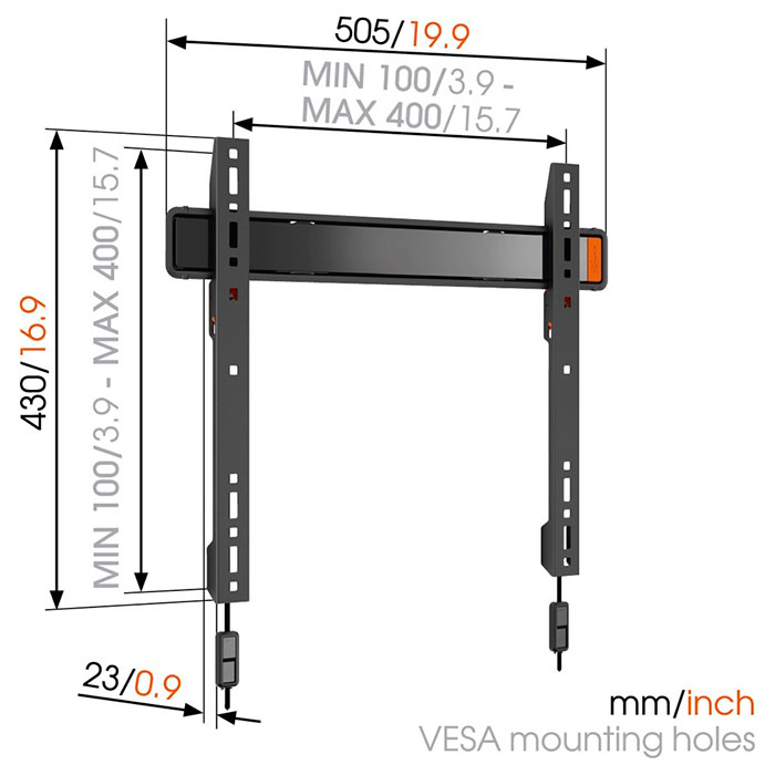 Кріплення настінне для ТВ VOGELS W50070 Fixed TV Wall Mount 32"-55" Black (8450070)