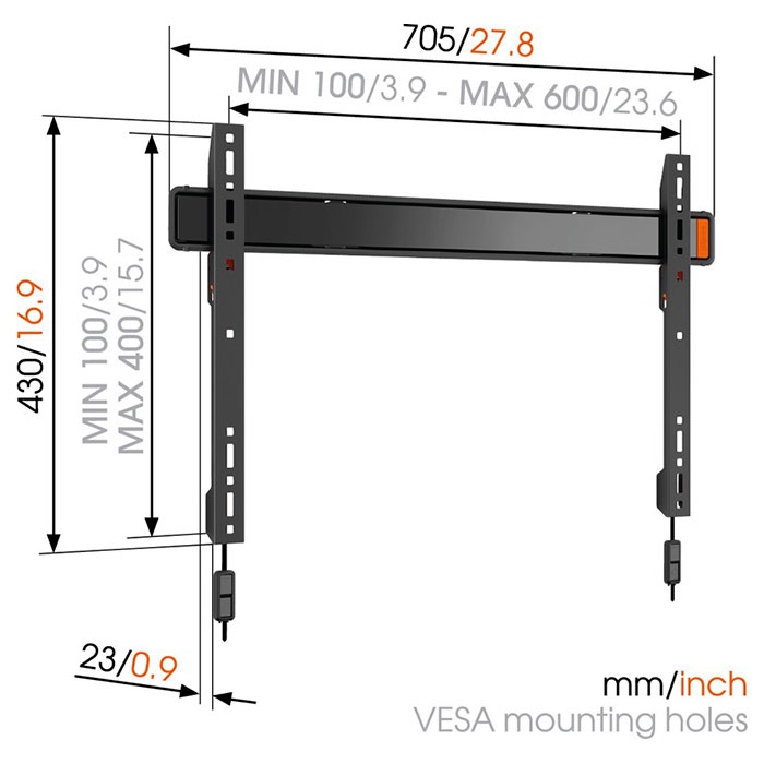 Кріплення настінне для ТВ VOGELS W50080 Fixed TV Wall Mount 80" Black (8450080)