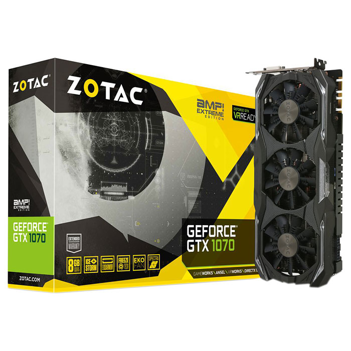 Відеокарта ZOTAC GeForce GTX 1070 8GB GDDR5 256-bit IceStorm AMP! Extreme Edition (ZT-P10700B-10P)