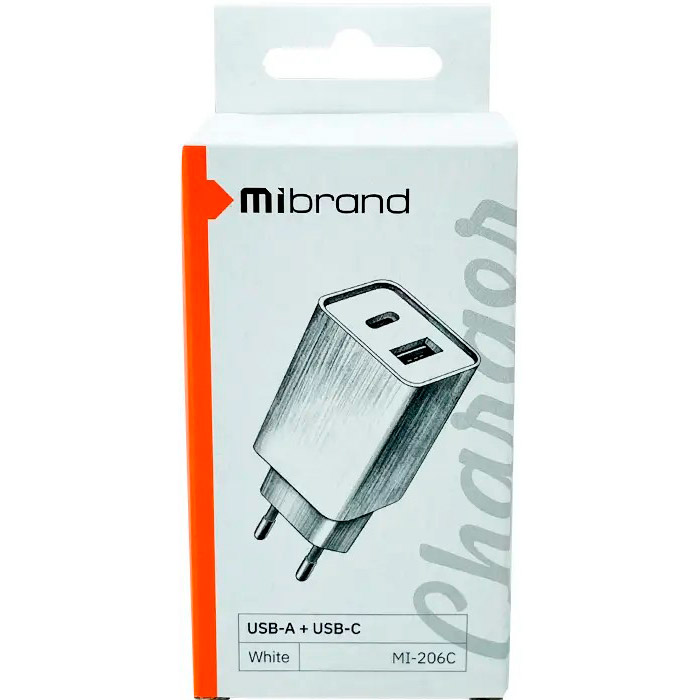 Зарядний пристрій MIBRAND MI-206C Travel Charger USB-A, USB-C White (MIWC/206CUCW)