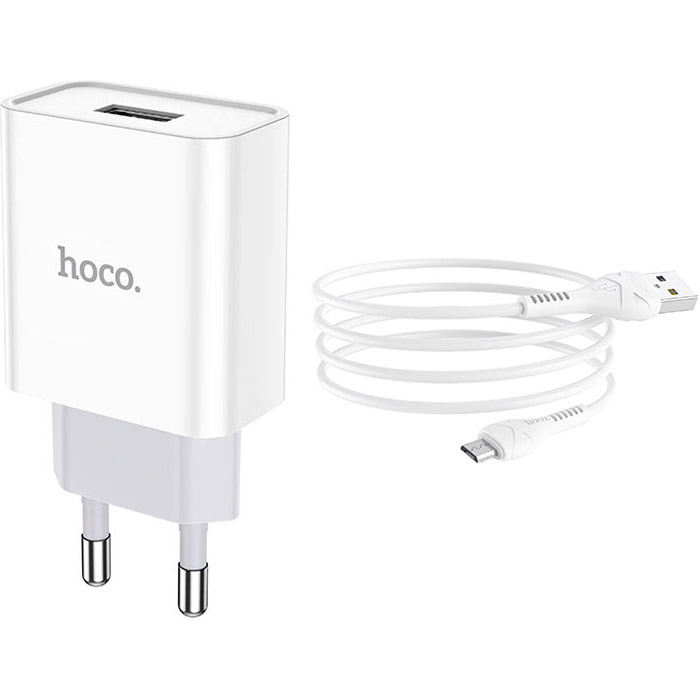 Зарядний пристрій HOCO C81A Asombroso 1xUSB-A White w/Micro-USB cable (6931474727954)