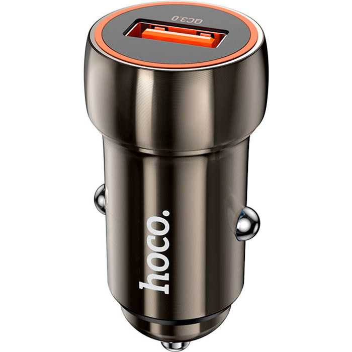 Автомобільний зарядний пристрій HOCO Z46 1xUSB-A, QC3.0 Metal Gray (6931474770271)
