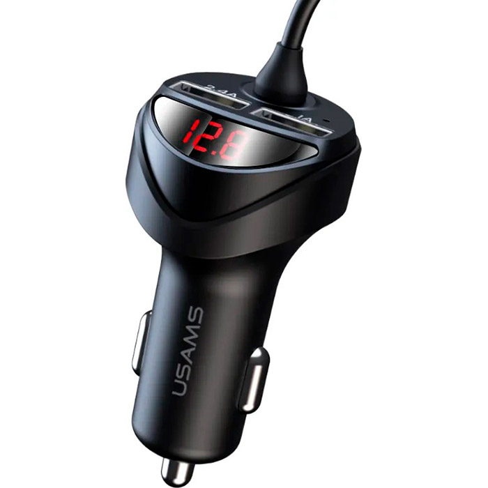 Автомобильное зарядное устройство USAMS US-CC119 C22 3.4A Dual USB Car Charger Black w/3-in-1 cable (CC119TC01)