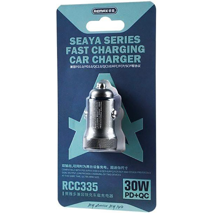 Автомобільний зарядний пристрій REMAX Seaya RCC-335 30W, 2xUSB, QC3.0, PD Black