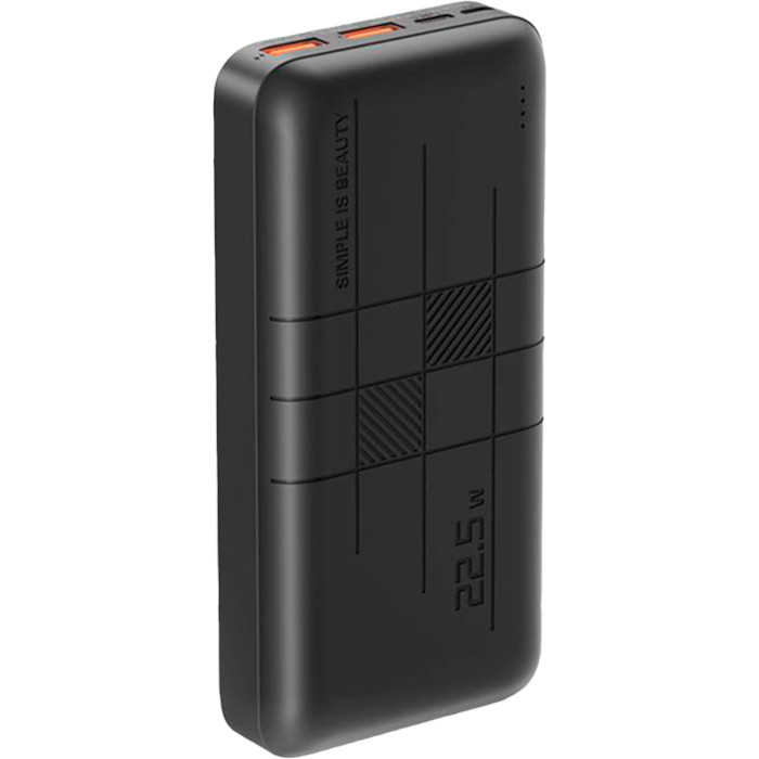 Повербанк XO PR188 2xUSB-A, 1xUSB-C 20000mAh Black