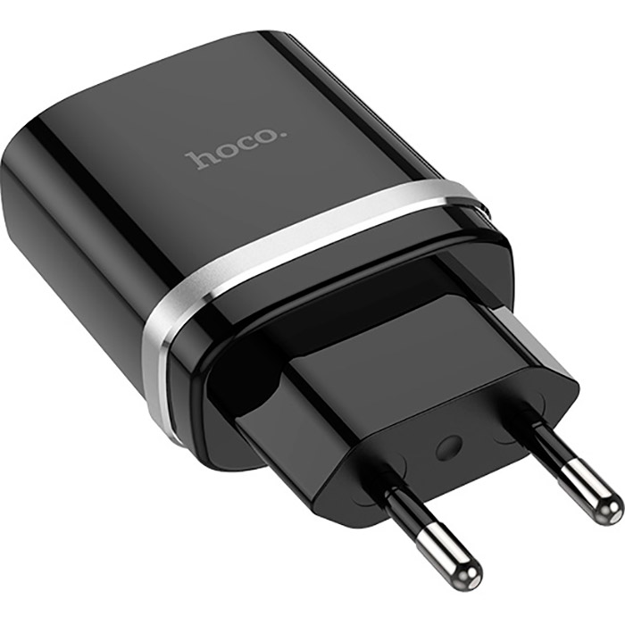 Зарядний пристрій HOCO C12Q Smart 1xUSB-A, 2.4A Black w/Micro-USB cable (6931474716279)