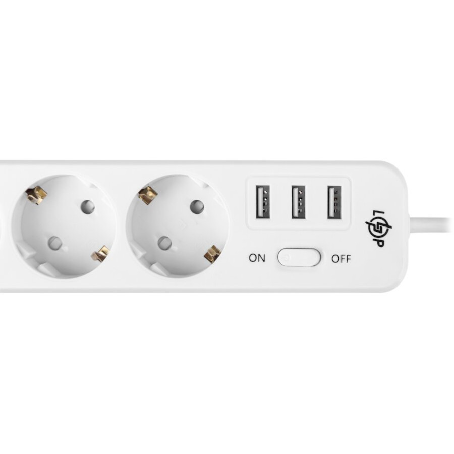 Мережевий фільтр LOGICPOWER LP-X3 Premium White, 3 розетки, 3xUSB, 4м (LP19526)