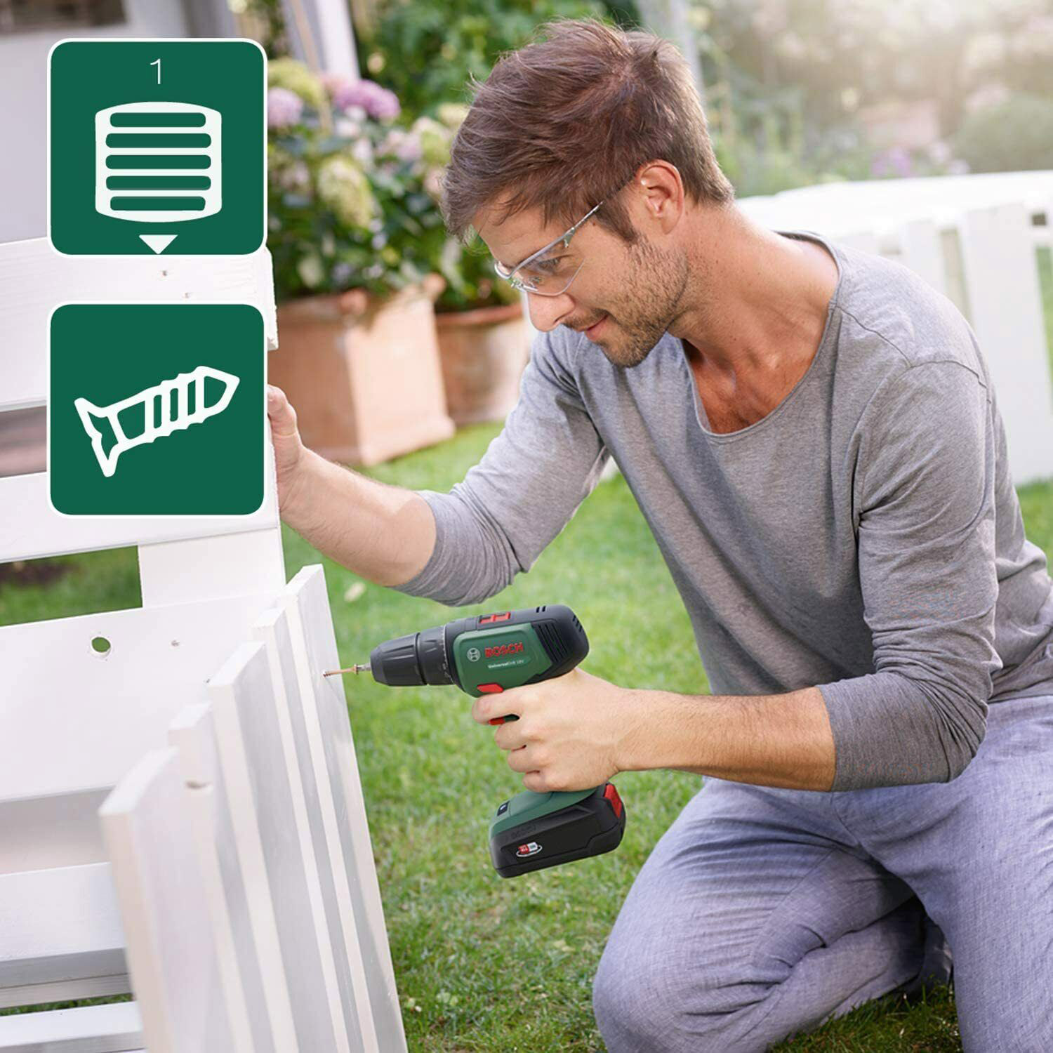 Акумуляторний дриль-шурупокрут BOSCH UniversalDrill 18 + 2 АКБ 1.5Ah, ЗП, кейс (0.603.9D4.002)