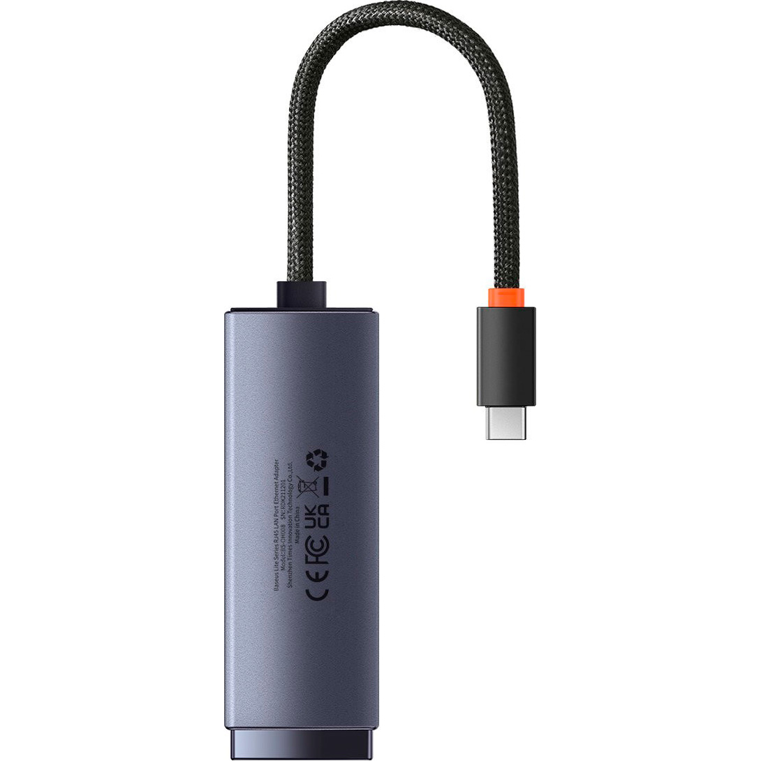 Мережевий адаптер BASEUS Lite Series Type-C to RJ45 Gigabit LAN Adapter Gray (WKQX000313)