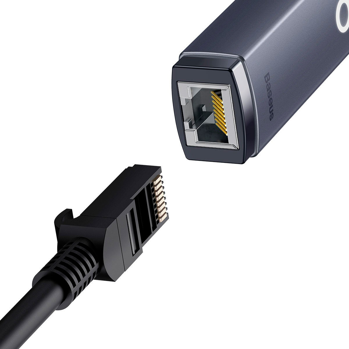 Мережевий адаптер BASEUS Lite Series Type-C to RJ45 Gigabit LAN Adapter Gray (WKQX000313)
