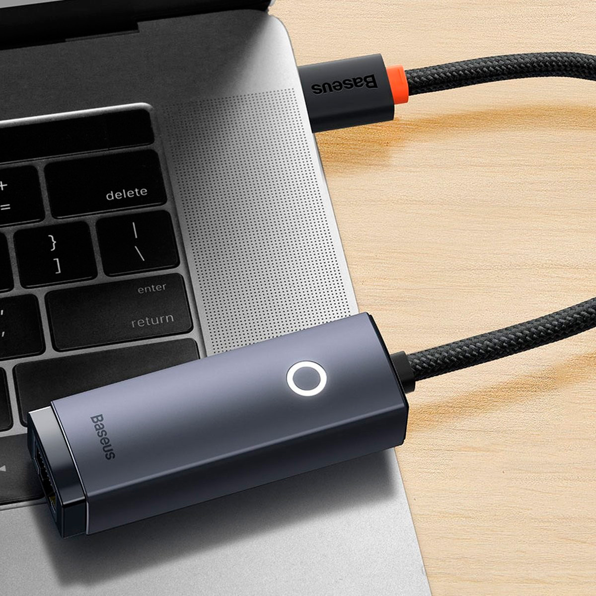 Мережевий адаптер BASEUS Lite Series Type-C to RJ45 Gigabit LAN Adapter Gray (WKQX000313)