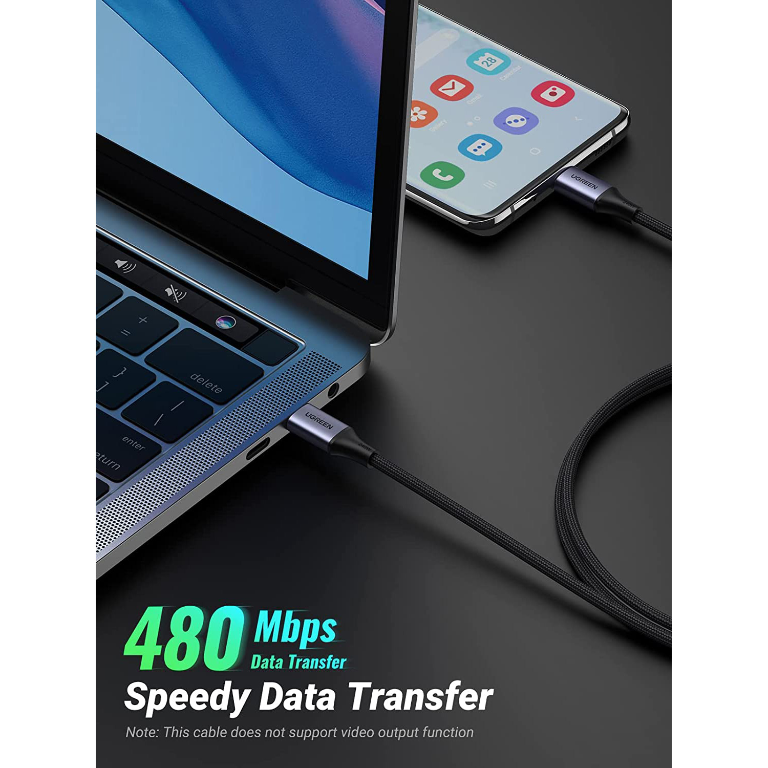 Кабель UGREEN US535 USB-C to USB-C PD3.1 240W 2м Space Gray (90440)