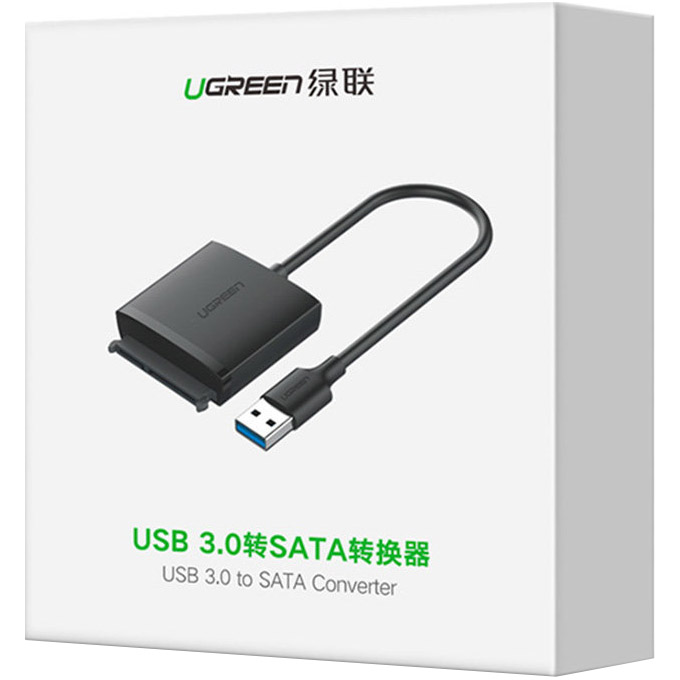 Адаптер UGREEN CM257 SATA to USB-A Adapter для HDD/SSD 2.5"/3.5" SATA to USB 3.0 Black (60561)