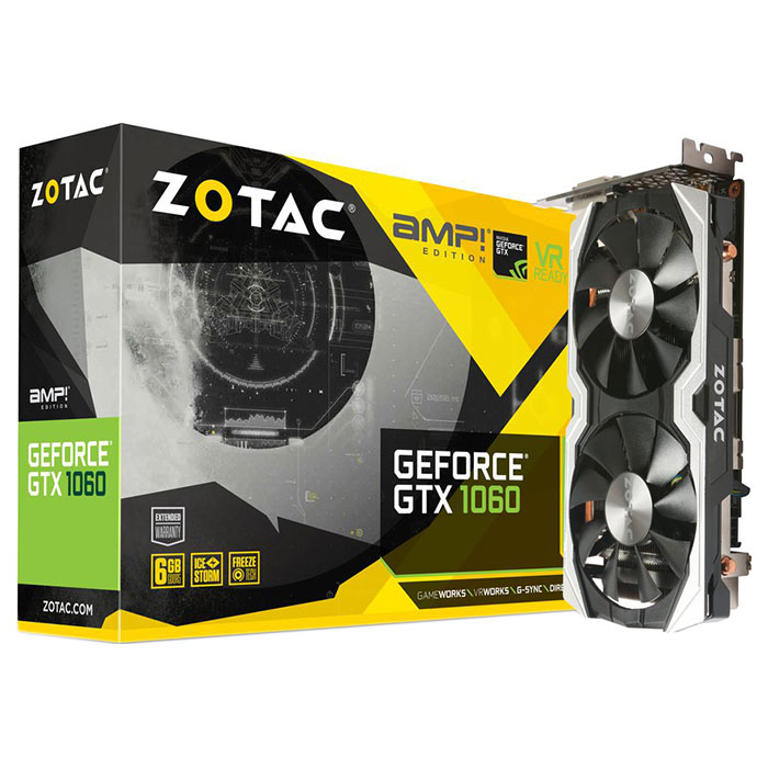 Відеокарта ZOTAC GeForce GTX 1060 6GB GDDR5 192-bit AMP! Edition (ZT-P10600B-10M)