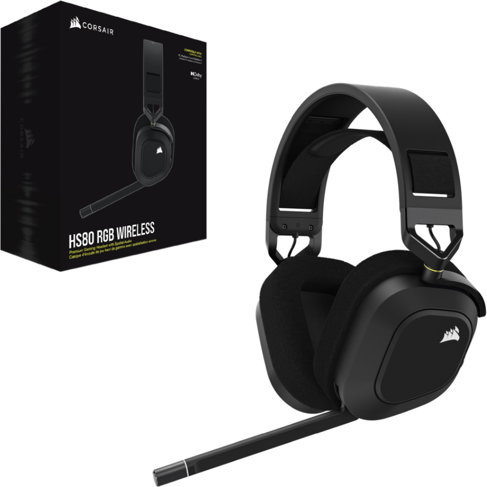 Навушники геймерскі CORSAIR HS80 RGB Wireless Carbon (CA-9011235-EU)