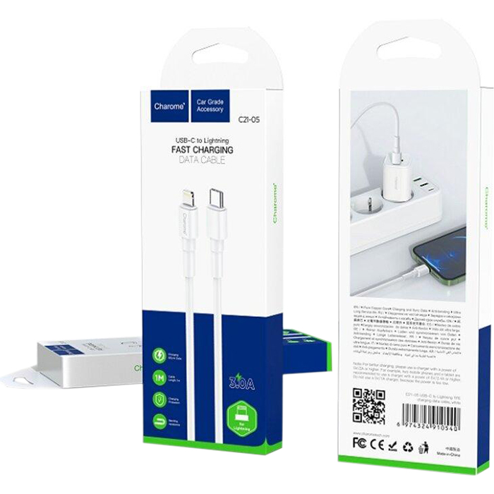 Кабель CHAROME C21-05 USB-C to Lightning charging data cable 1м White