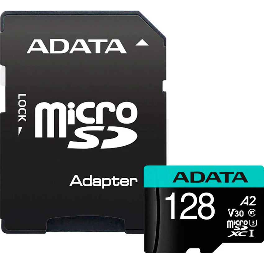 Карта пам'яті ADATA microSDXC Premier Pro SD 6.0 128GB UHS-I U3 V30 A2 Class 10 + SD-adapter (AUSDX128GUI3V30SA2-RA1)