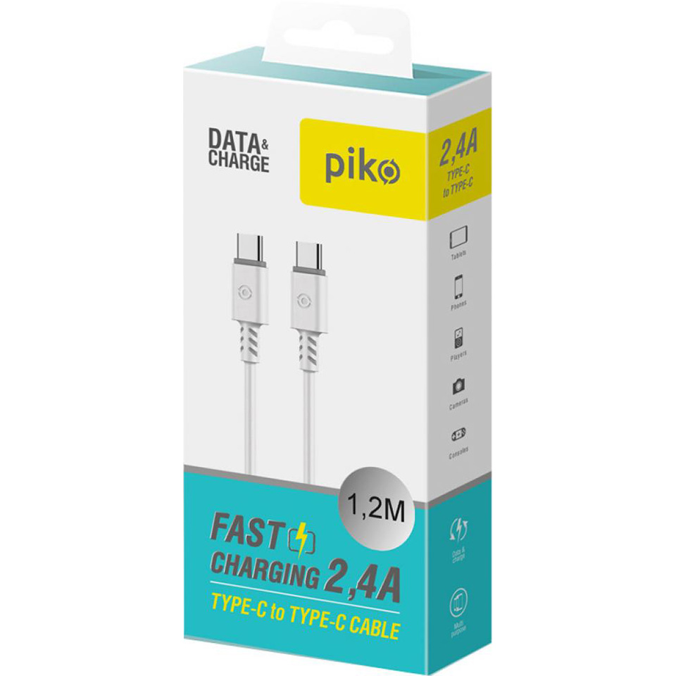 Кабель PIKO CB-TT11 Type-C to Type-C 1.2м White