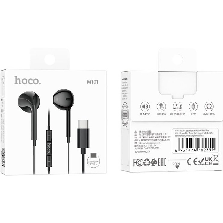 Наушники HOCO M101 Crystal Joy Type-C Black