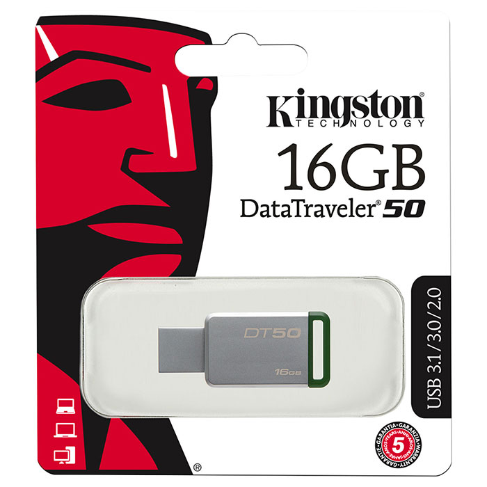 Флэшка KINGSTON DataTraveler 50 USB3.1 16GB Green (DT50/16GB)