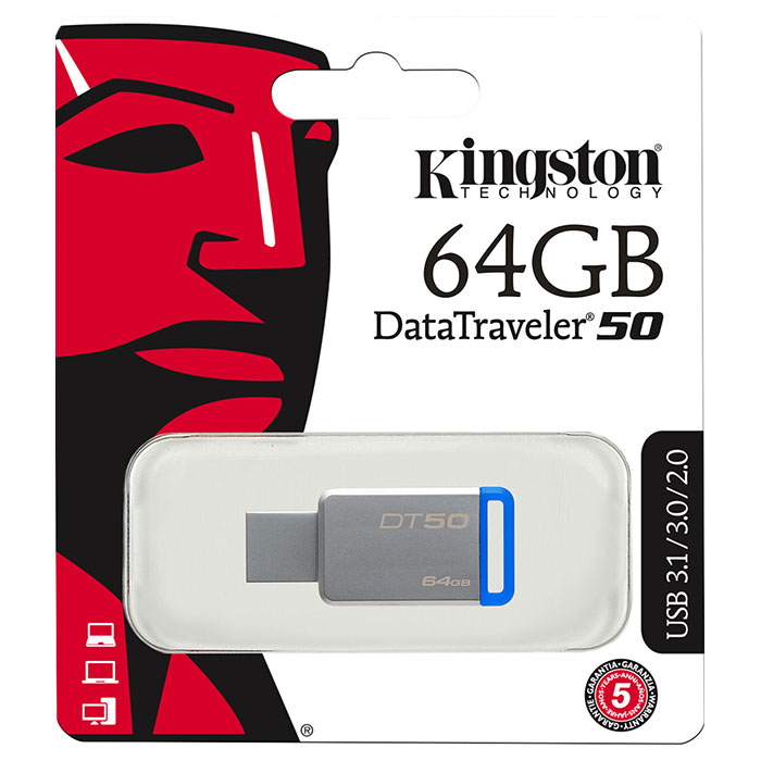 Флэшка KINGSTON DataTraveler 50 64GB USB3.1 Blue (DT50/64GB)