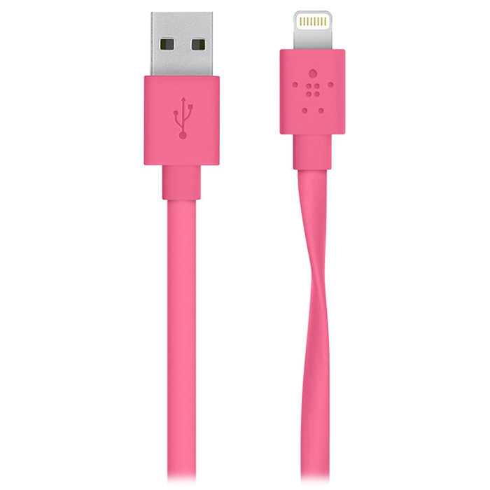 Кабель BELKIN MIXIT UP Flat Lightning to USB ChargeSync Pink 1.2м (F8J148BT04-PNK)