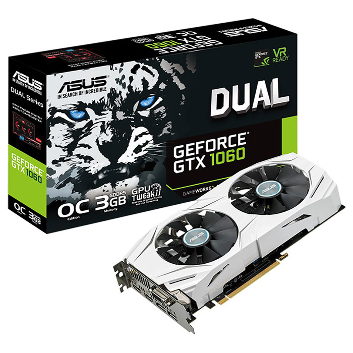 Відеокарта ASUS GeForce GTX 1060 3GB GDDR5 192-bit Dual OC (DUAL-GTX1060-O3G)