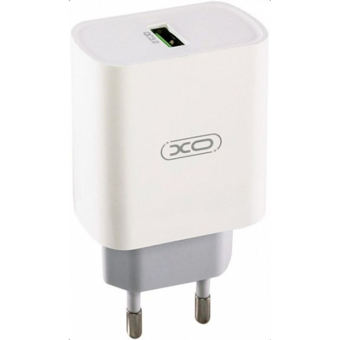 Зарядное устройство XO L63 1xUSB-A, QC3.0, 15W White w/Lightning cable (L63+L)
