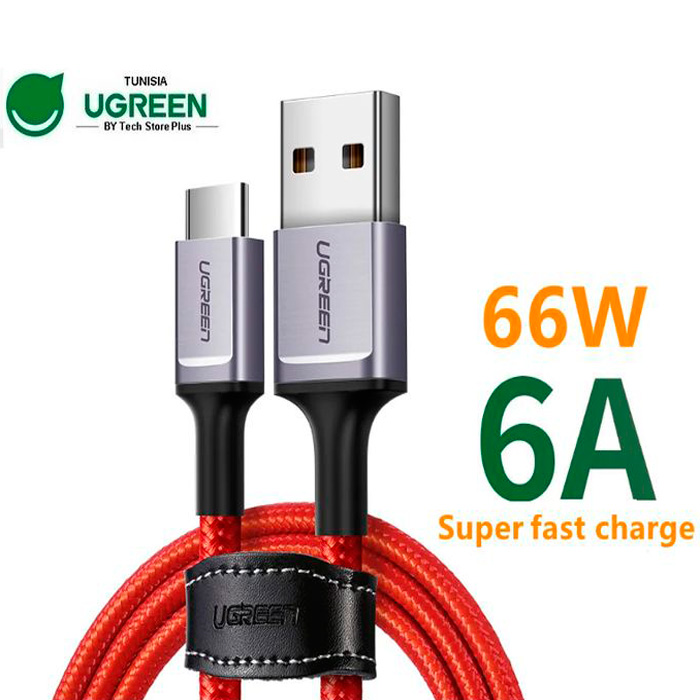 Кабель UGREEN US505 USB 2.0 to Type-C 6A Aluminium Alloy Cable 1м Red (20527)